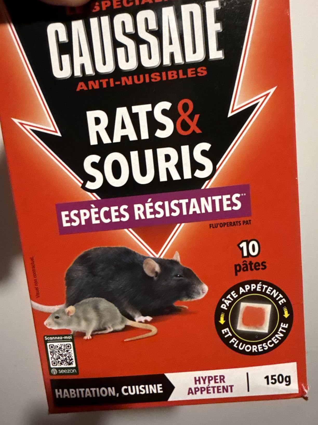 Caussade anti-rats et souris pâtes fluorescent 150 g