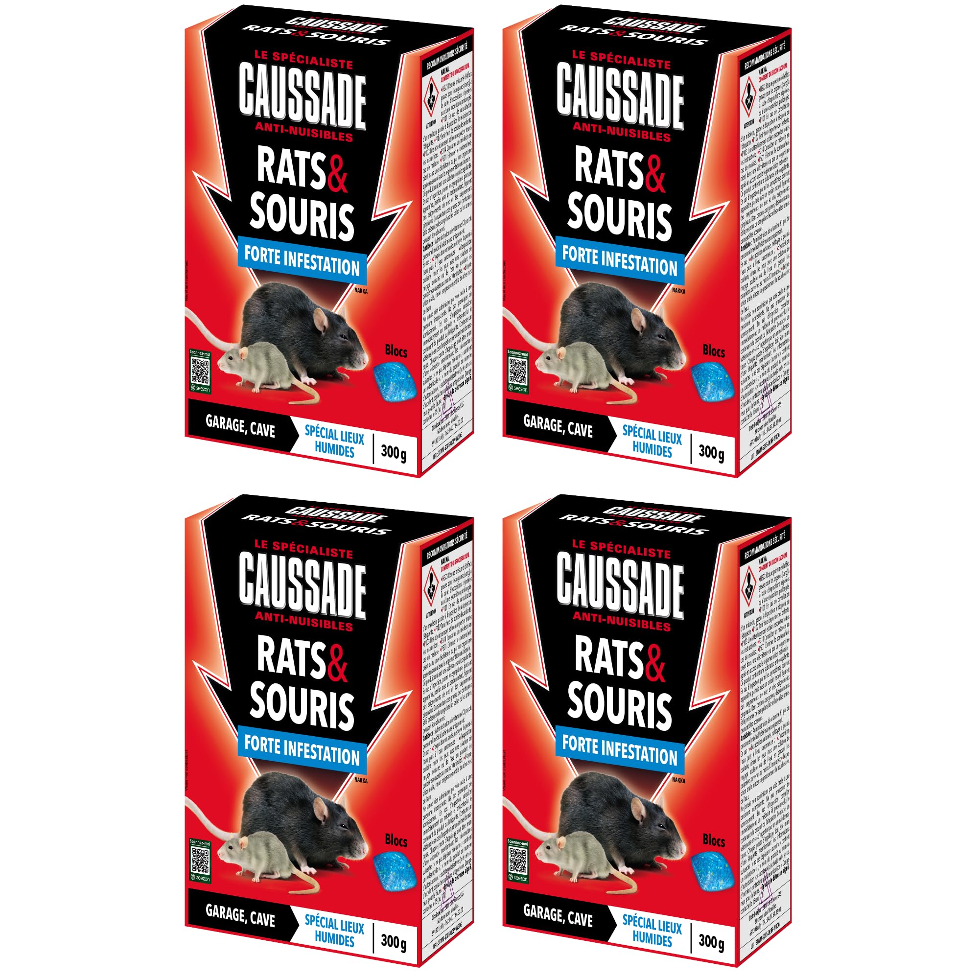 Caussade Anti-Rats Souris 10 blocs appât 300 g humide