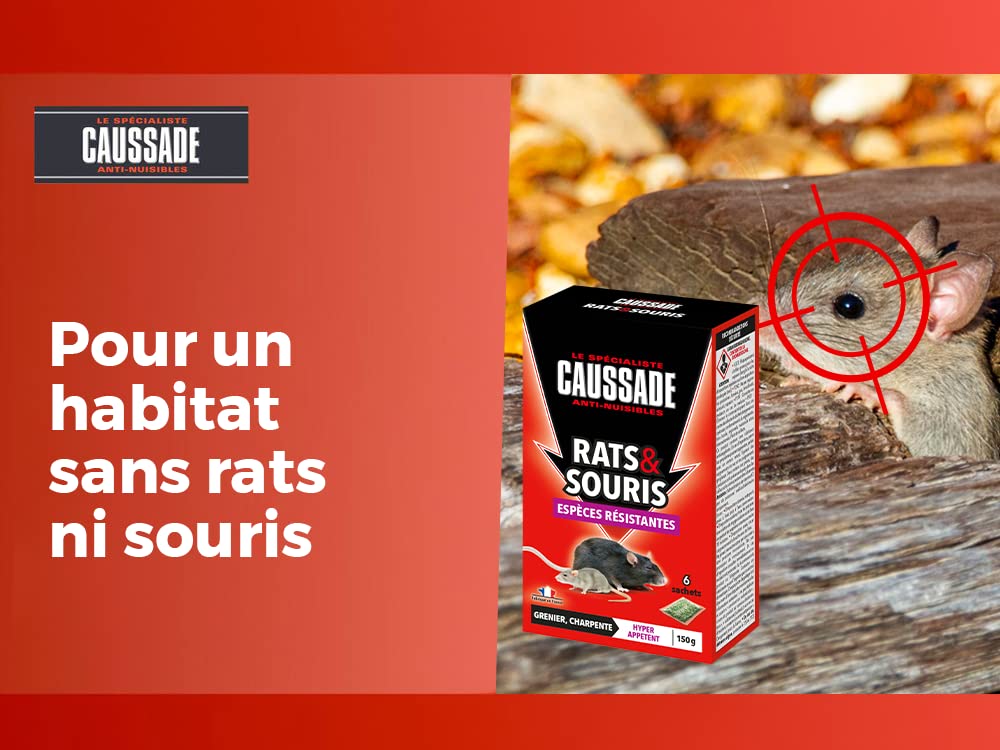 Caussade Anti-Rats & Souris CARSCBR150 raticide céréales 150g résistants