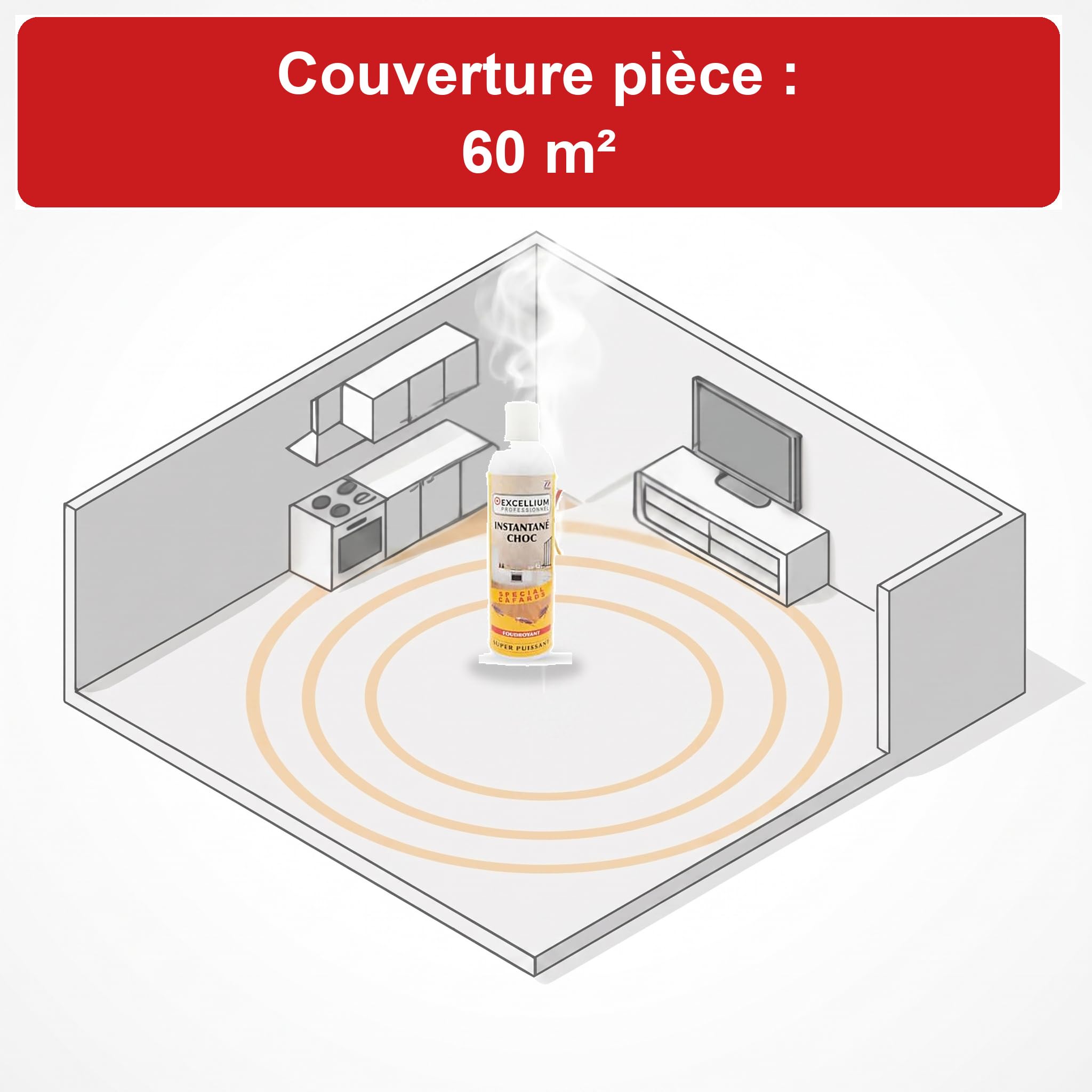 Excellium Professionnel fumigène 500 ml anti-cafards 60 m²