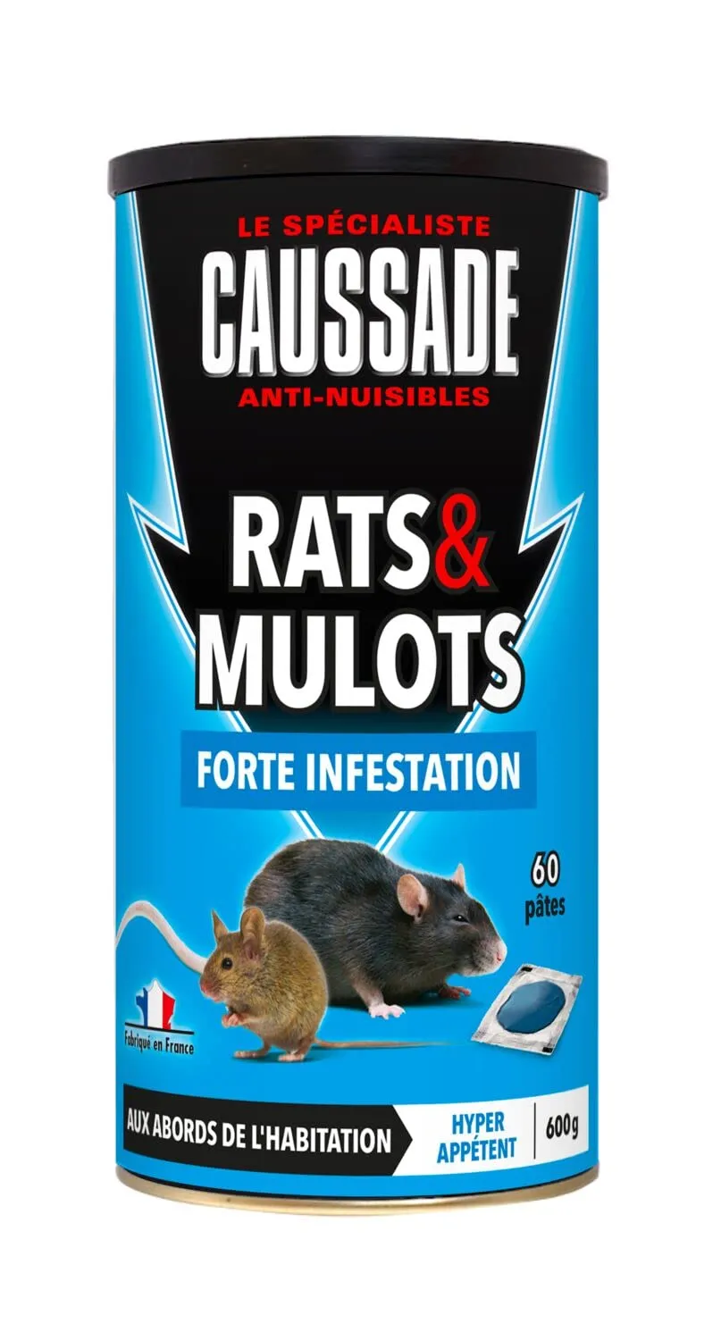 Caussade Anti Rats Mulots pâte 60 sachets 600 g
