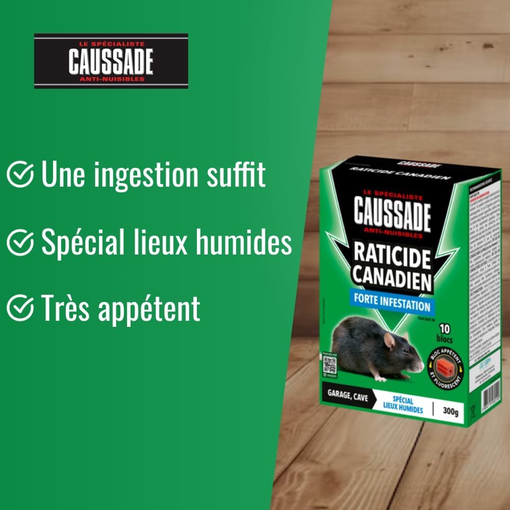 Caussade Raticide Canadien blocs 300g 10 blocs 1 unité