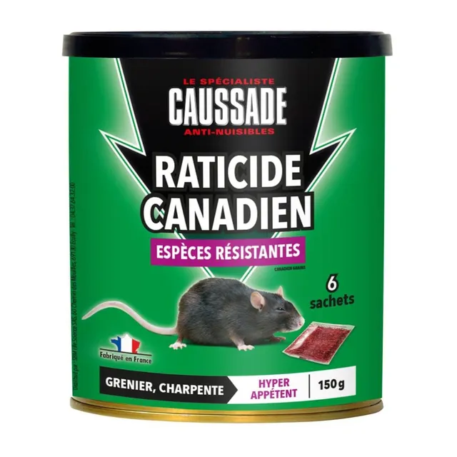 Caussade Canadien Anti-Rats raticide 6 sachets 150 g céréales