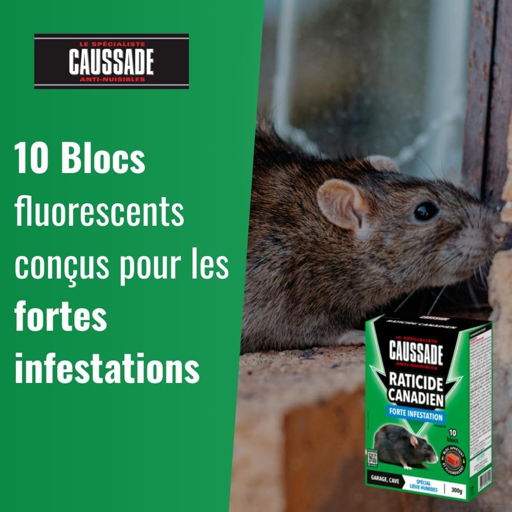 Caussade Raticide Canadien blocs 300g 10 blocs 1 unité