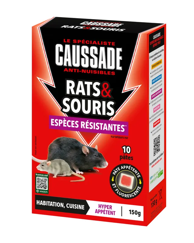 Caussade anti-rats et souris pâtes fluorescent 150 g