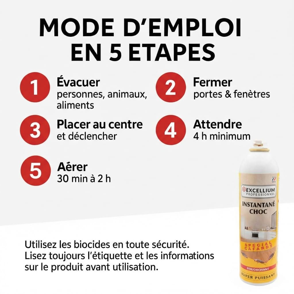 Excellium Professionnel fumigène 500 ml anti-cafards 60 m²