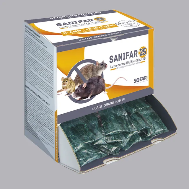 Ratunion 2000 Sanifar 25 raticide avoine sachet 40g