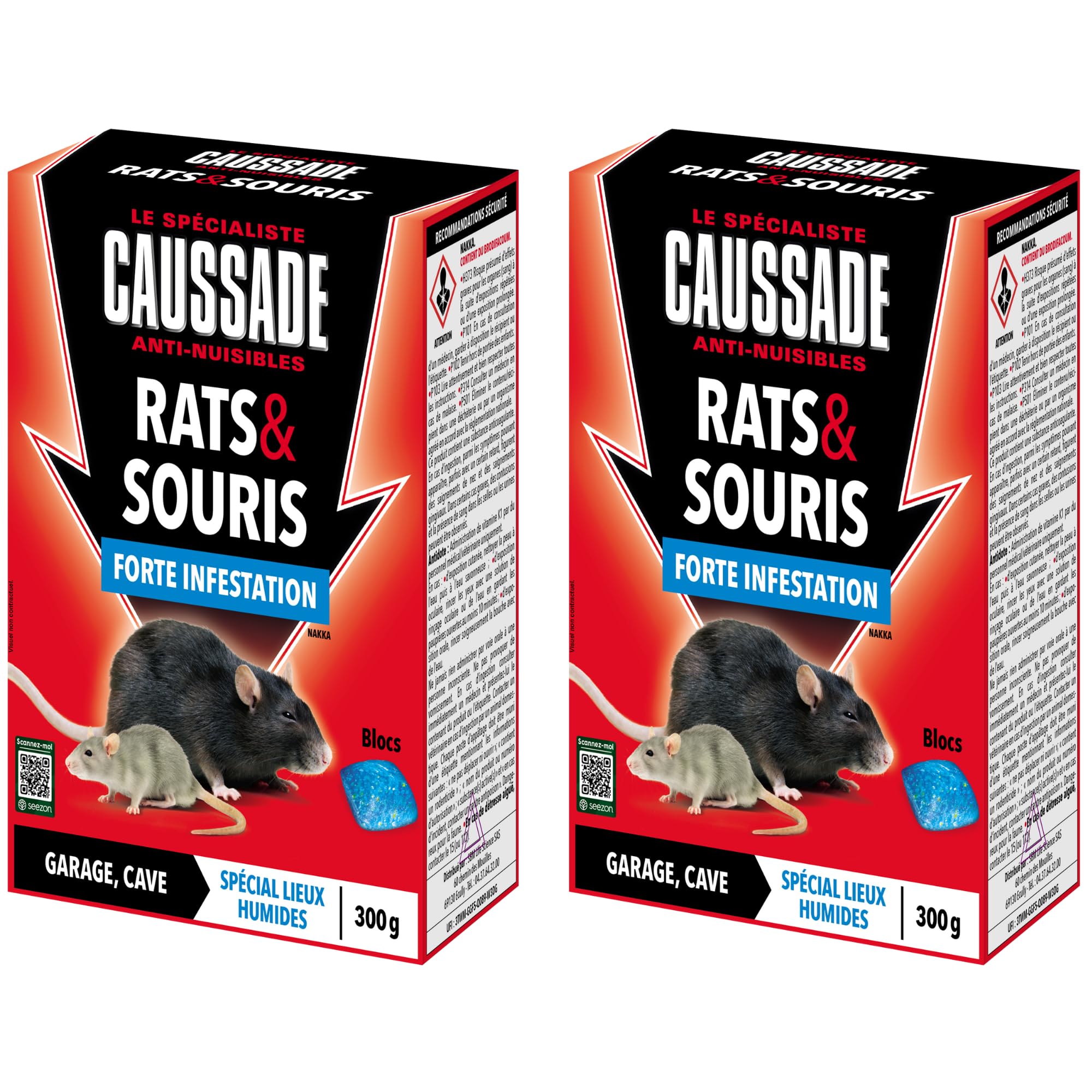 Caussade Anti-Rats Souris 10 blocs appât 300 g humide