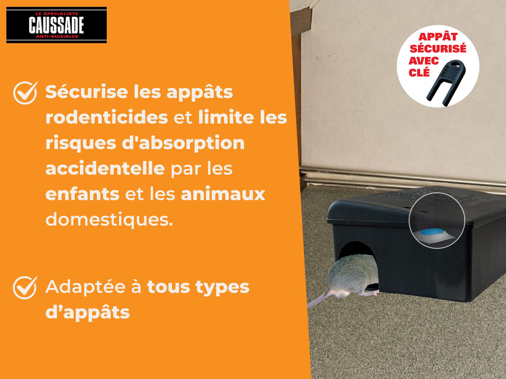 Caussade Boîte Appât rats souris boîte sécurisée à clé