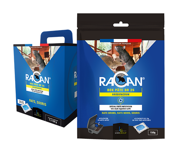 Aurodil Racan Box Pâte BR25 raticide pâte 150 g brodifacoum